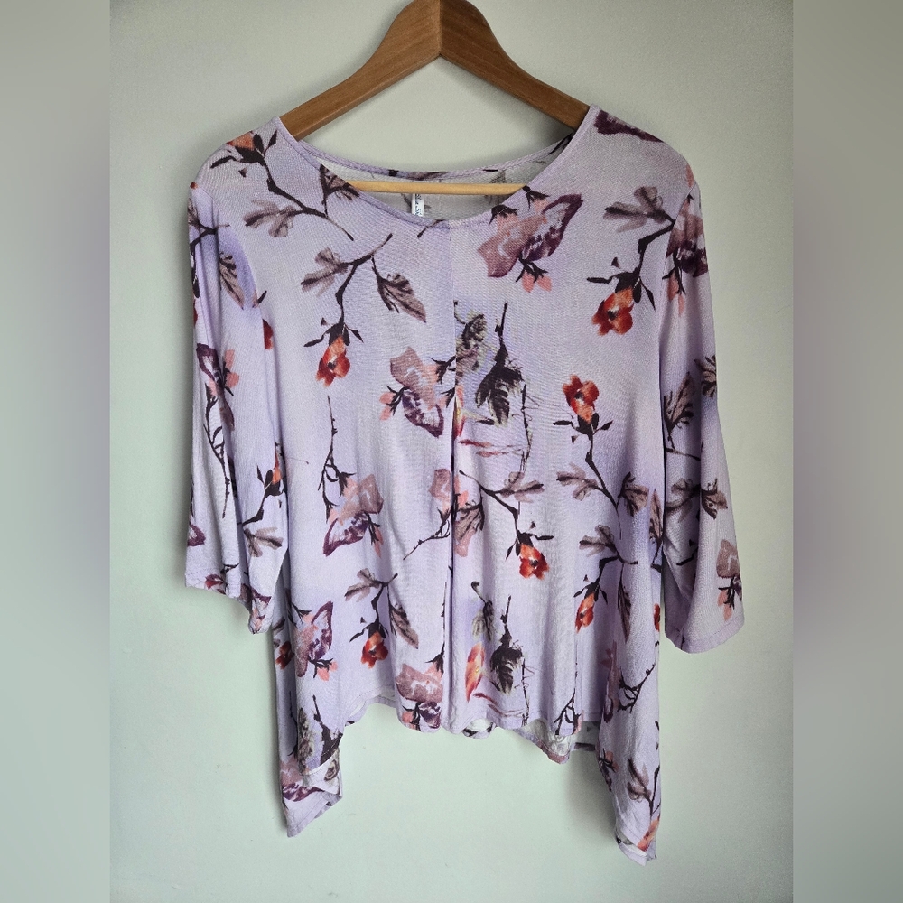 BLUE SKY Floral Print Women's Linen & Bamboo Top